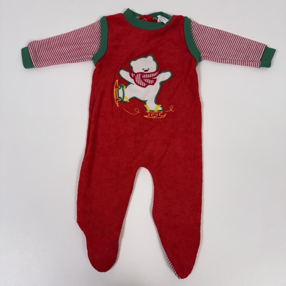 Christmas Bear 1983 Vintage Baby Pajamas‎ Size Medium 6-9 Months Lullaby Land
